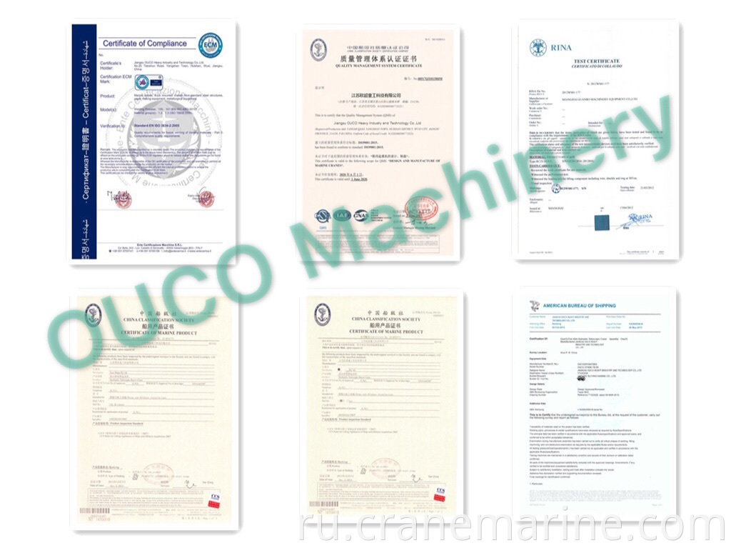 1 тонна 5 метров жесткий бум крана в штате Мэн с сертифицированным IACS